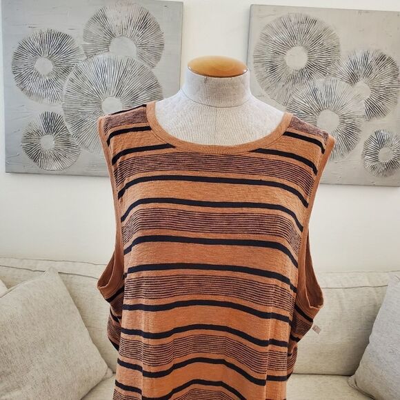 BP Stripe Tank Split Back Midi Dress size 4X in Brown/Black - NEW - Picture 5 of 12